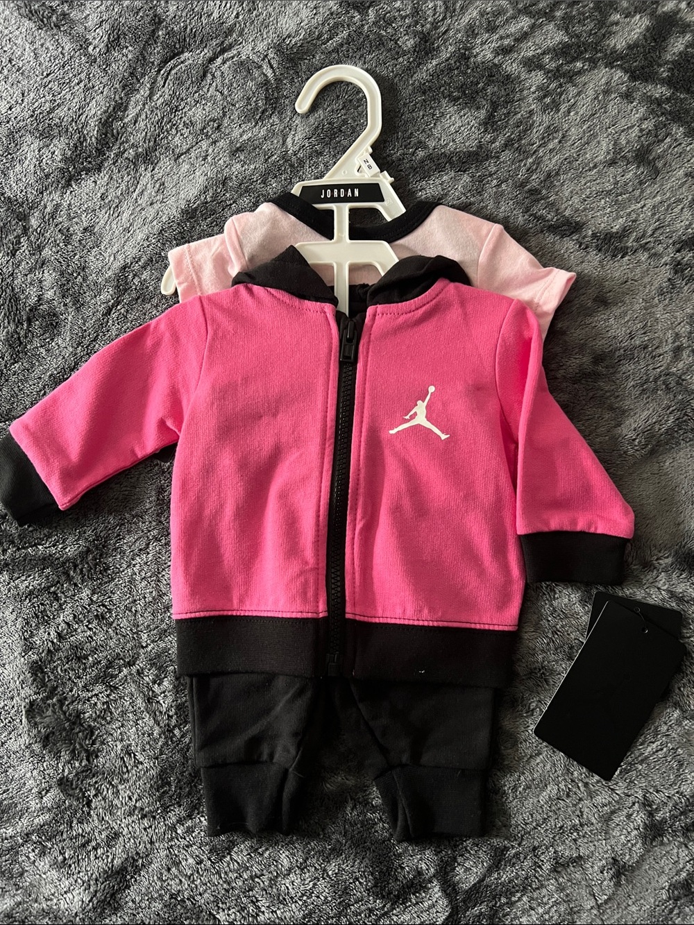 Jordan Hot Pink & Black Infant Zip Hoodie Set